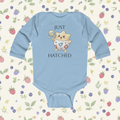 'Just Hatched' Nostalgic Cartoon Long-Sleeve Baby Onesie