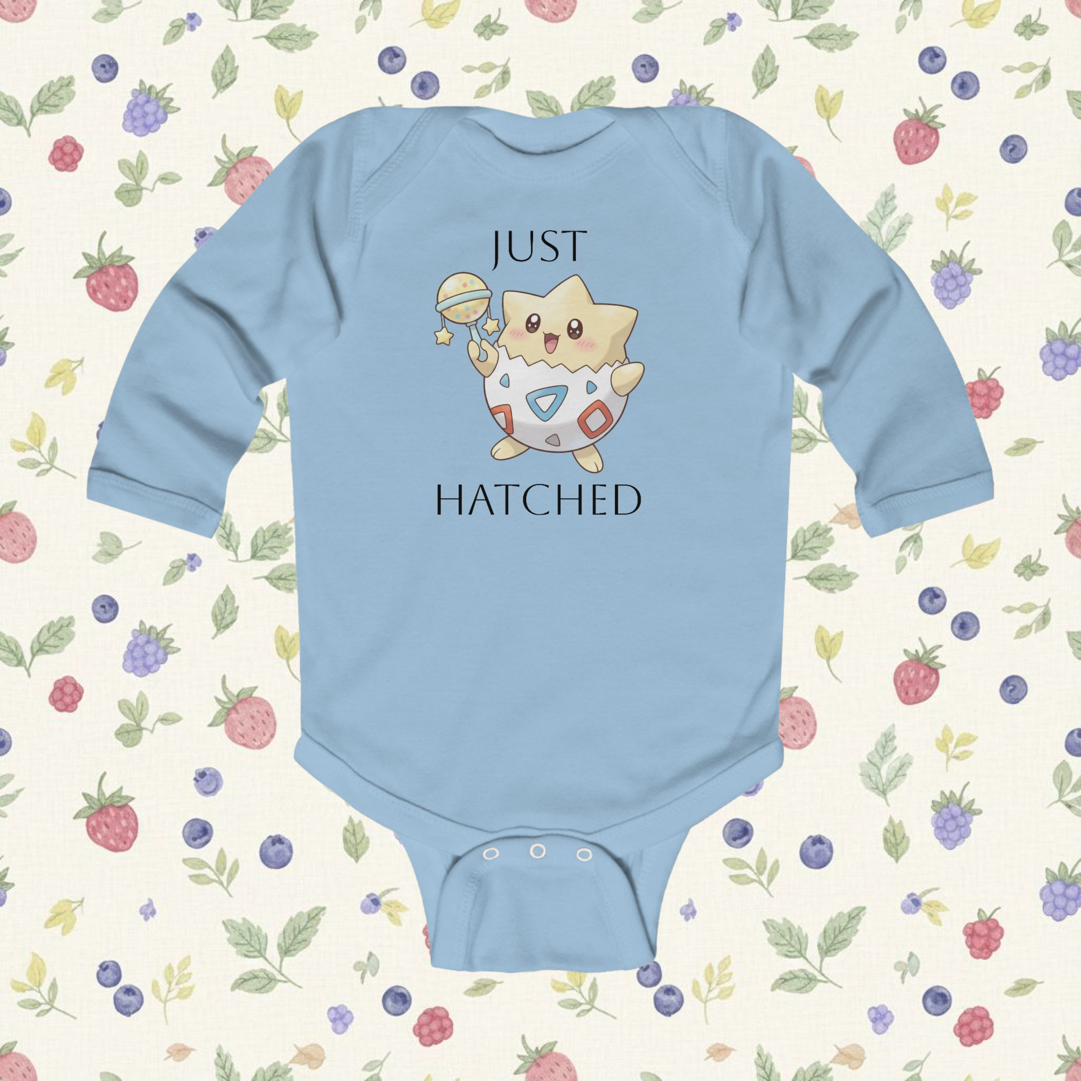 'Just Hatched' Nostalgic Cartoon Long-Sleeve Baby Onesie