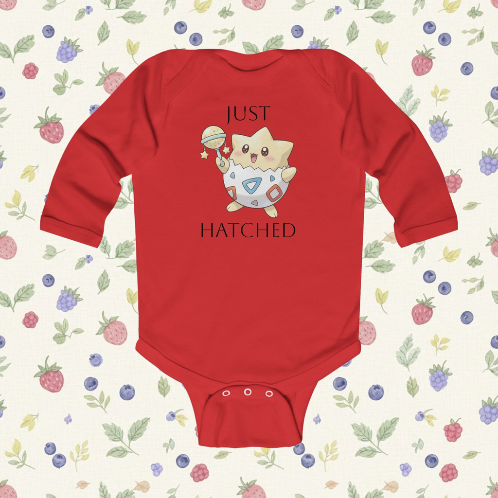 'Just Hatched' Nostalgic Cartoon Long-Sleeve Baby Onesie