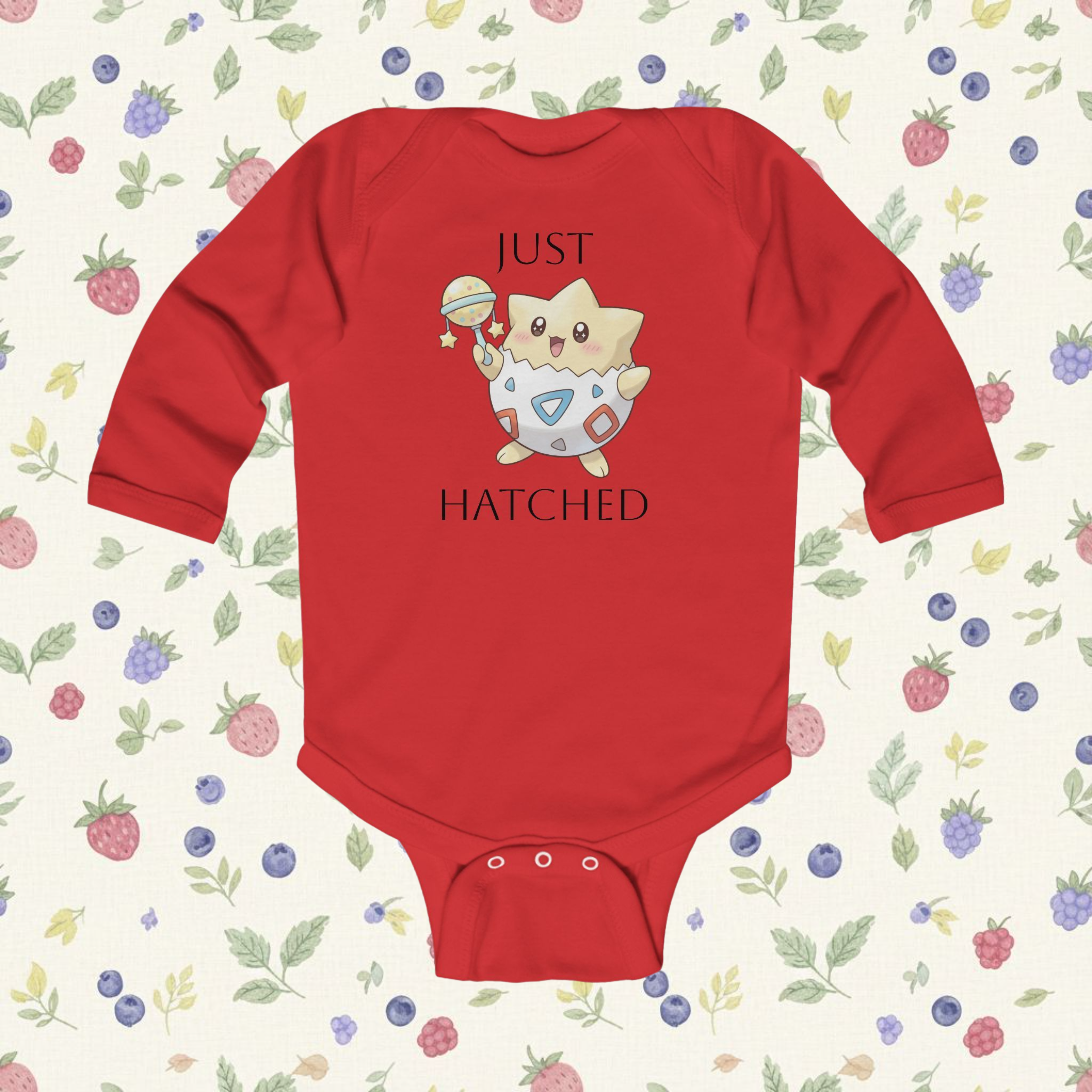 'Just Hatched' Nostalgic Cartoon Long-Sleeve Baby Onesie