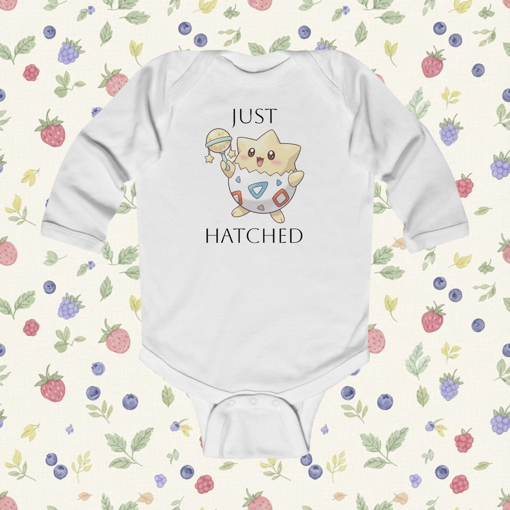 'Just Hatched' Nostalgic Cartoon Long-Sleeve Baby Onesie