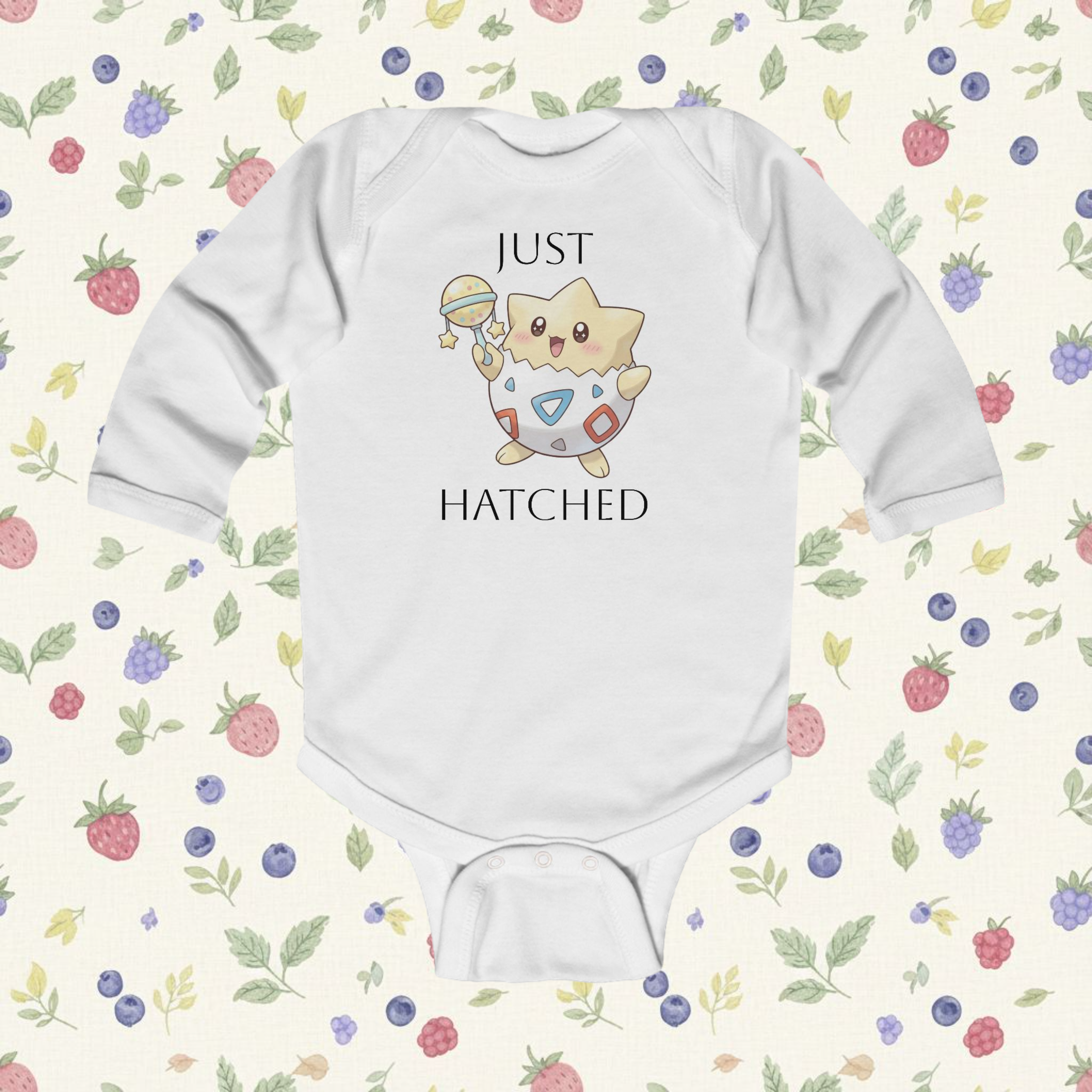 'Just Hatched' Nostalgic Cartoon Long-Sleeve Baby Onesie