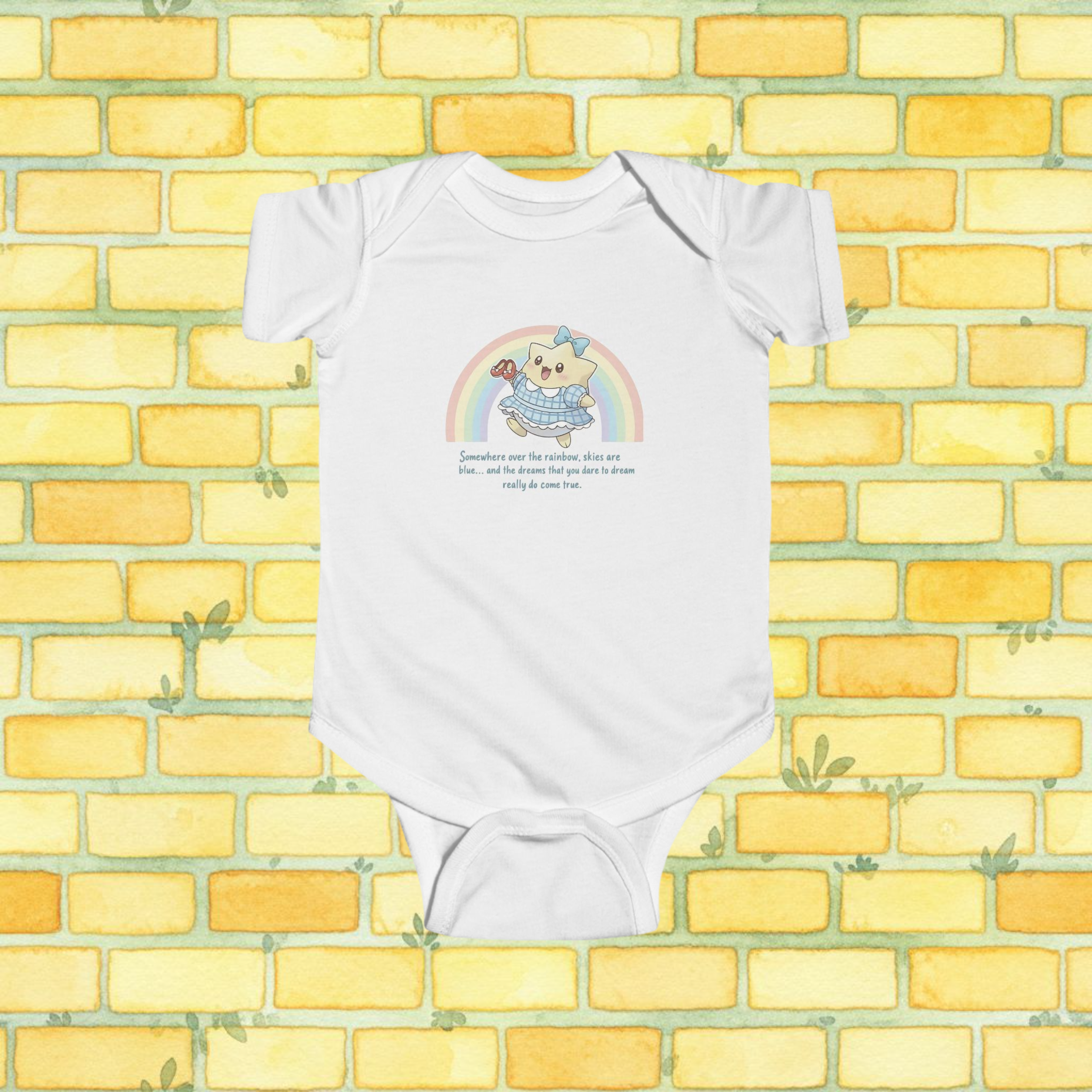 Cute Dorothy-Inspired 'Somewhere Over the Rainbow' Short-Sleeve Baby Onesie