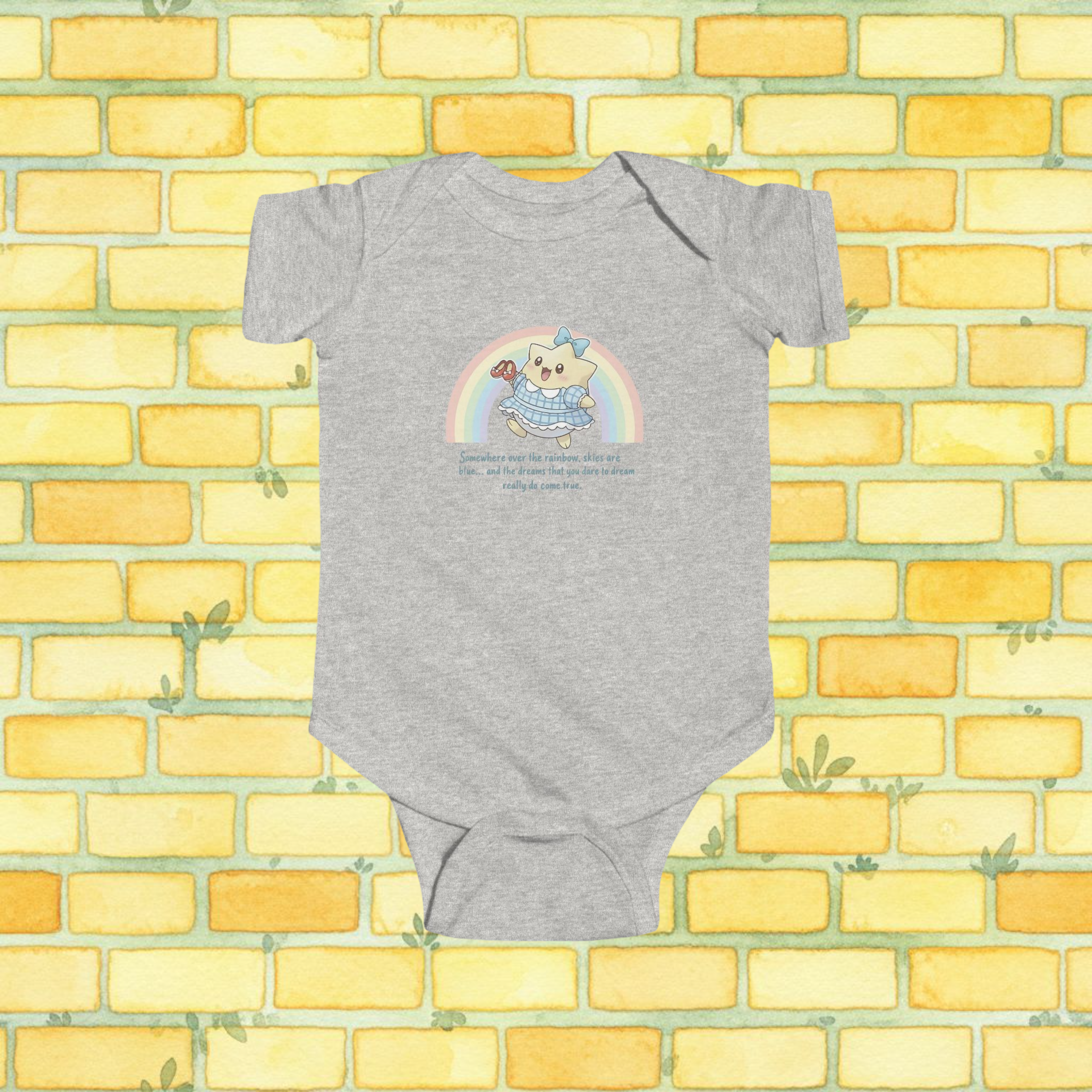 Cute Dorothy-Inspired 'Somewhere Over the Rainbow' Short-Sleeve Baby Onesie