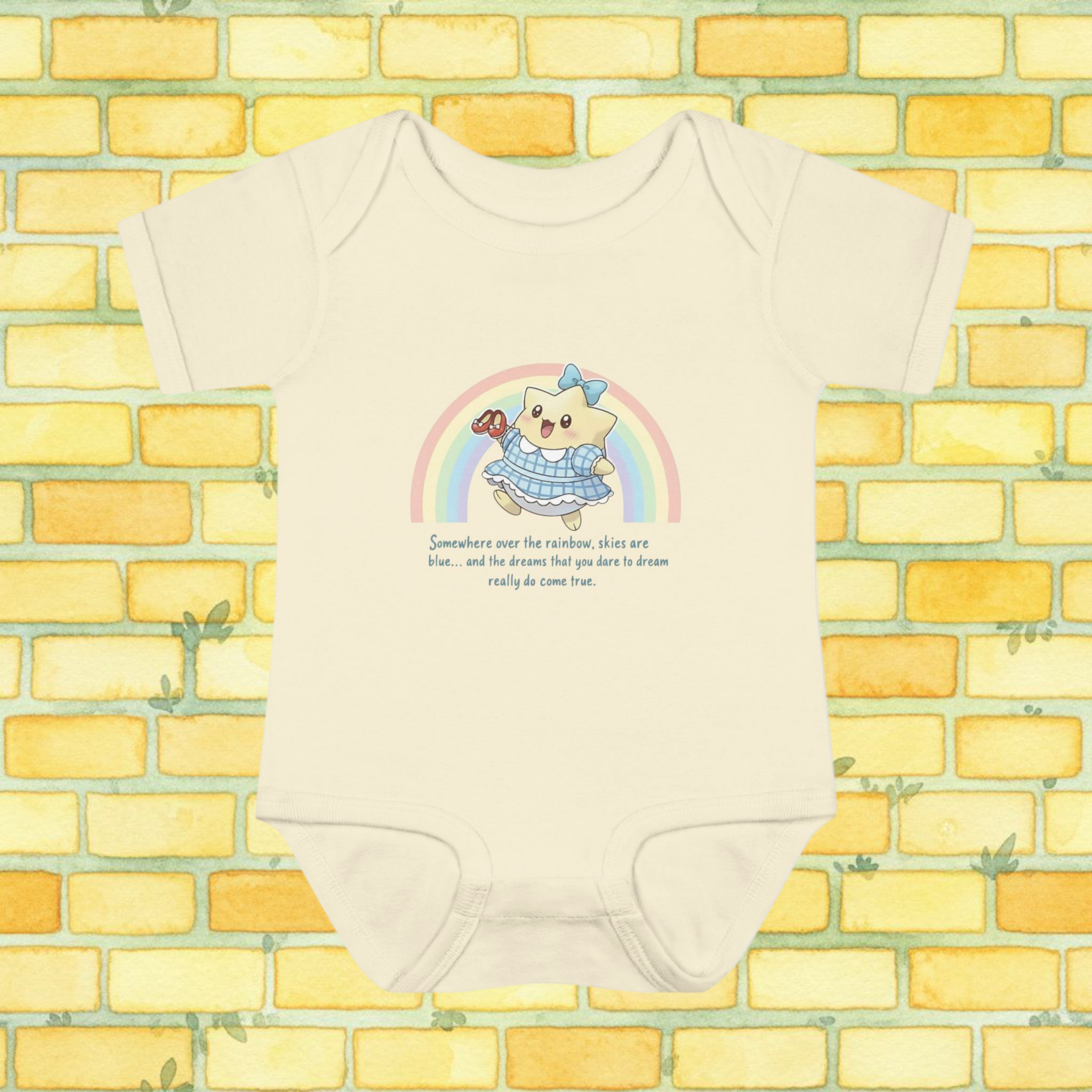 Pastels Dorothy-Inspired 'Somewhere Over the Rainbow' Short-Sleeve Baby Onesie