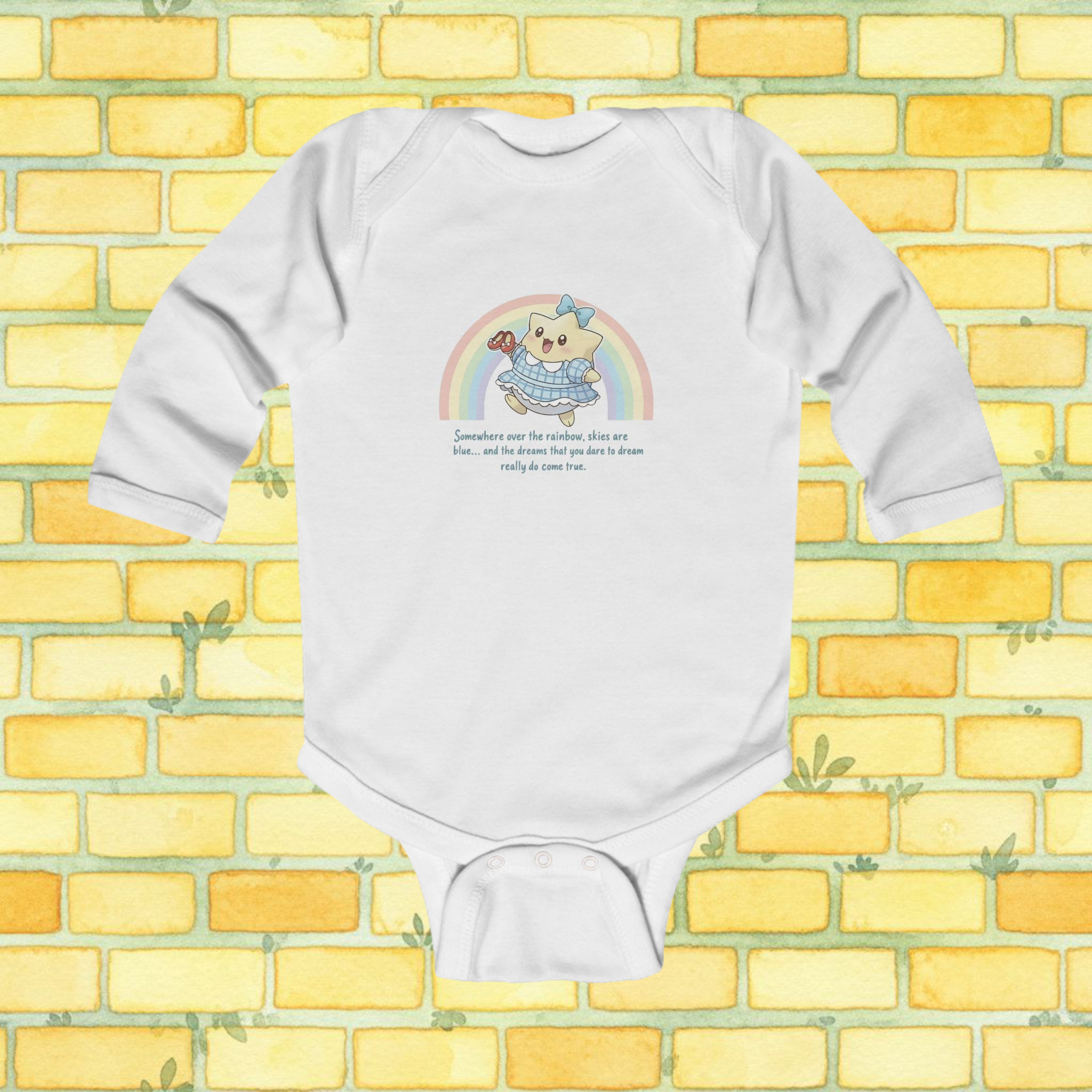 Dorothy-Inspired 'Somewhere Over the Rainbow' Long-Sleeve Baby Onesie